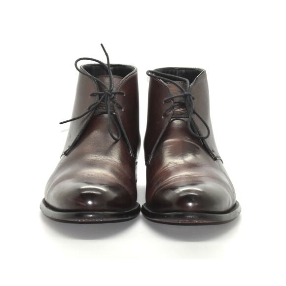 C0 Auth PAUL EVANS Maroon Brown Leather Lace Up Chukka Boots Shoes Size 7 EU 41 main image 5